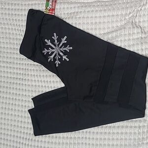 Spencer's snowflake butt leggings size medium black